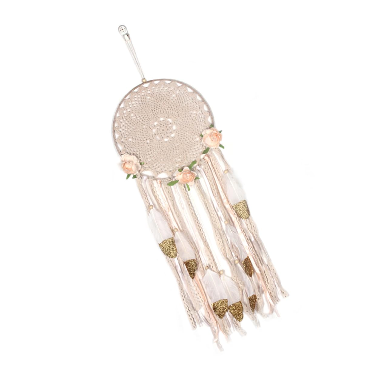 OUNONA 3 Stück -Ornament Riesig Groß Aus Korb Hängend Mini Wand Riese Gruselig Lang Decke Regenbogen Beige Federleinen