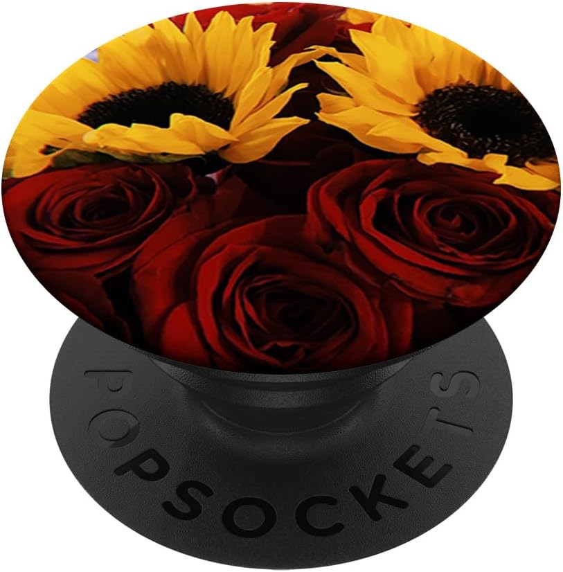 Cute Sunflower Red Rose Floral Design Plants PopSockets PopWallet for MagSafe