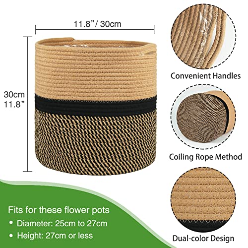 tenn well 30cm Indoor Pot for Plants with Liner Cotton Woven Storage Basket Large Plant Pots for Indoor Plants Flower - Image 3