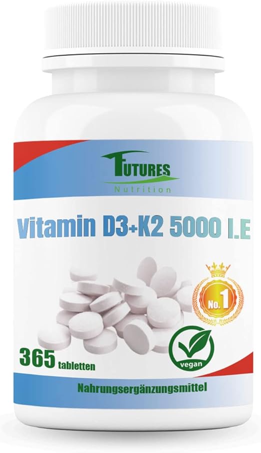 FUTURES NUTRITION 5000 I.E Vitamin D3 K2 Hochdosiert Vegan Beste