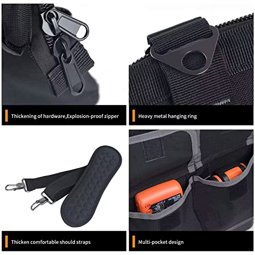 Image of FASTECH 22-inch Wide Mouth Tool Bag with Water Proof Molded Base, Waterproof Tool Organizer Bag for Men with Adjustable Shoulder Strap (Grey-22INCH)