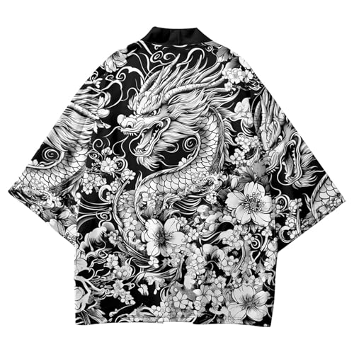 Image of Women's and Men Kimono Cardigan Japanese Long Sleeves Lightweight Open Front Coat Tops