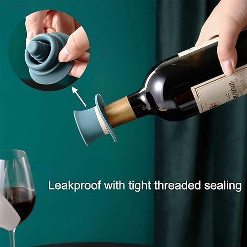 Miniatura 3 de MosaiRudo Tapones de vino de silicona, tapas de botellas reutilizables en forma de sombrero, tapón de botella de vino champán, para herramientas de