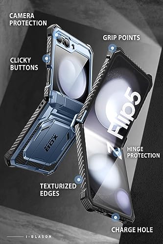 i-Blason Capa Armorbox Series para Galaxy Z Flip 5 (2023) com protetor de tela, suporte e clipe de c