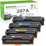 Aztech Cartouche de Toner Compatible pour HP 207A 207X Color Laserjet Pro MFP M283fdw M255dw M282nw M283fdn M255nw W2210A W2210X W2211A W2212A W2213A (Noir,Cyan,Jaune,Magenta,Pack de 4)