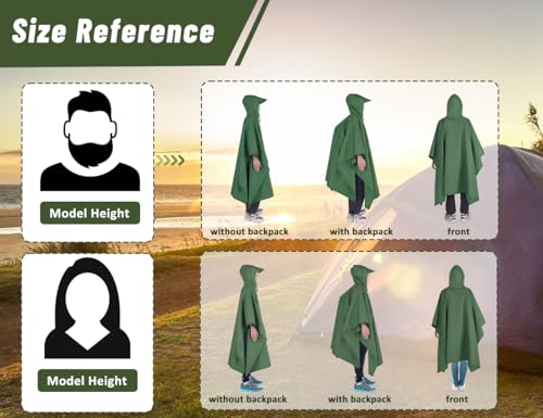 TOMSHOO Multifunctional Raincoat with Hood Hiking Cycling Rain Cover Lightweight Poncho Rain Coat Outdoor Camping Tent Mat - Image 6