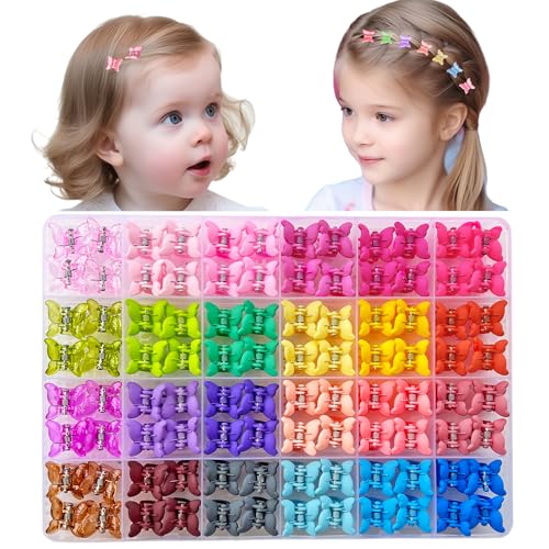 96pcs Baby Girl Hair Clips 24 Multicolors Colors Mini Hair Claw Clips Small Tiny Butterfly Claw Clips Baby Hair Accessories for Toddler