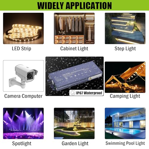 Image of 12V 100W LED Driver Waterproof IP67 Ultra Thin Power Adapter -UL Listed | AC 100-264V to DC 12V 8.3A Low Voltage Transformers with 3-Prong Plug for Outdoor LED Light,Computer Project,3D Printer