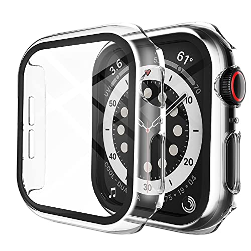 Image of LK Case for Apple Watch SE3 /SE2 /SE 44mm Series 6 /5 /4 with Screen Protector | 2Pack Touch Sensitive Ultra-Thin Bumper Full Protective Cover Hard PC Case Tempered Glass for iWatch 44mm, Clear