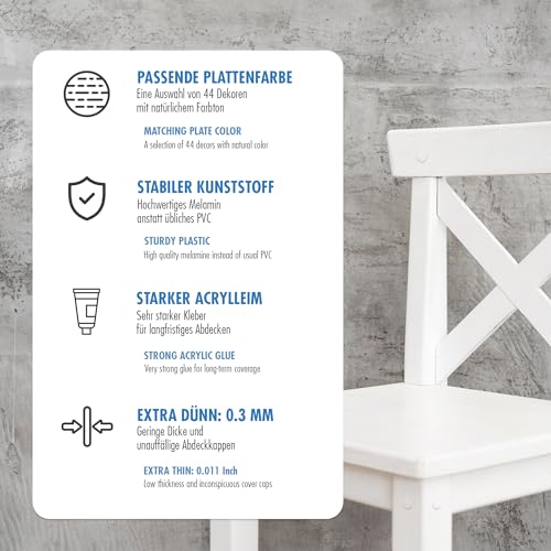 haggiy Selbstklebende Abdeckkappen für Möbel & Böden - Schraubenabdeckung - Rund - Abdeckung für Schrauben & Bohrlöcher - Möbelschutzkappen - Ø20 mm - 28 Stück - Möbelpflaster (Weiß-kalt)