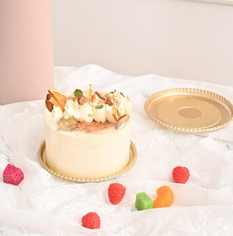 Miniatura 9 de Mini tableros redondos para tartas de 5 pulgadas, 100 piezas, cartón desechable dorado con base recubierta a prueba de grasa, perfecto para