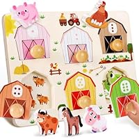 Taricor Farm Animal Puzzles, Wooden Montessori Toys Fine Motor Skills Toy, Wooden Puzzle Educational Toy for 1 Year Old, Toddler Baby Toys 1 2 3 4 Year Old