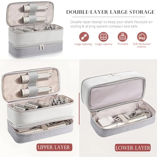 Travel Case for Dyson Airwrap Shark FlexStyle Revlon Hair Dryer Double Layer Storage Organizer Bag with Shockproof Design Portable Protective Carrying Pouch for Hair Styler Toolsr