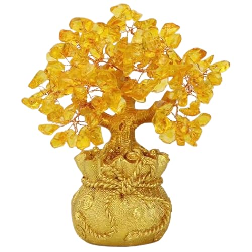 Hbbgdiy Ornamento de árbol de Dinero Dorado 7 Pulgadas, Planta Suerte Pachira Aquatica para Escritorio Oficina, Regalos inauguración y Prosperidad