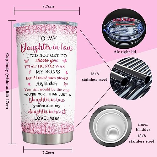 Image of ZANIION Daughter in Law Gifts Tumbler, Gifts For Daughter in Law, Daughter in Law Gift Ideas, Best Future Daughter in Law Birthday Gift, Daughter-in-Law Gifts From Mother-in-Law Coffee Cup 20oz 1PC
