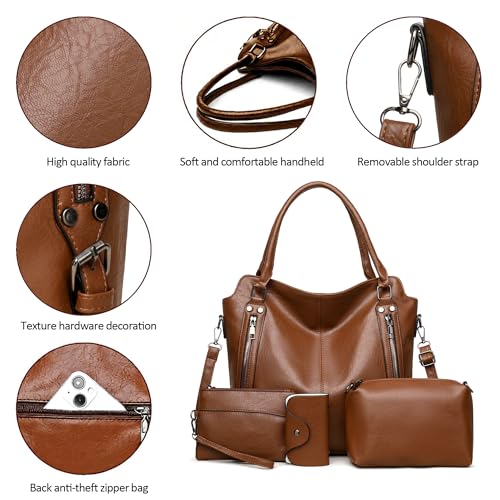 Image of 2E-youth Purses for Women Large Tote Women's Handbag Set Faux Leather Hobo Crossbody Bag 4pcs