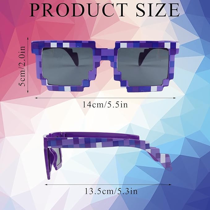 Image of DC DECORIO Thug Life Sunglasses Pixel Gangsta Life Funny Novelty Shades With Box Packing (Black) (CHECK-PURPLE)