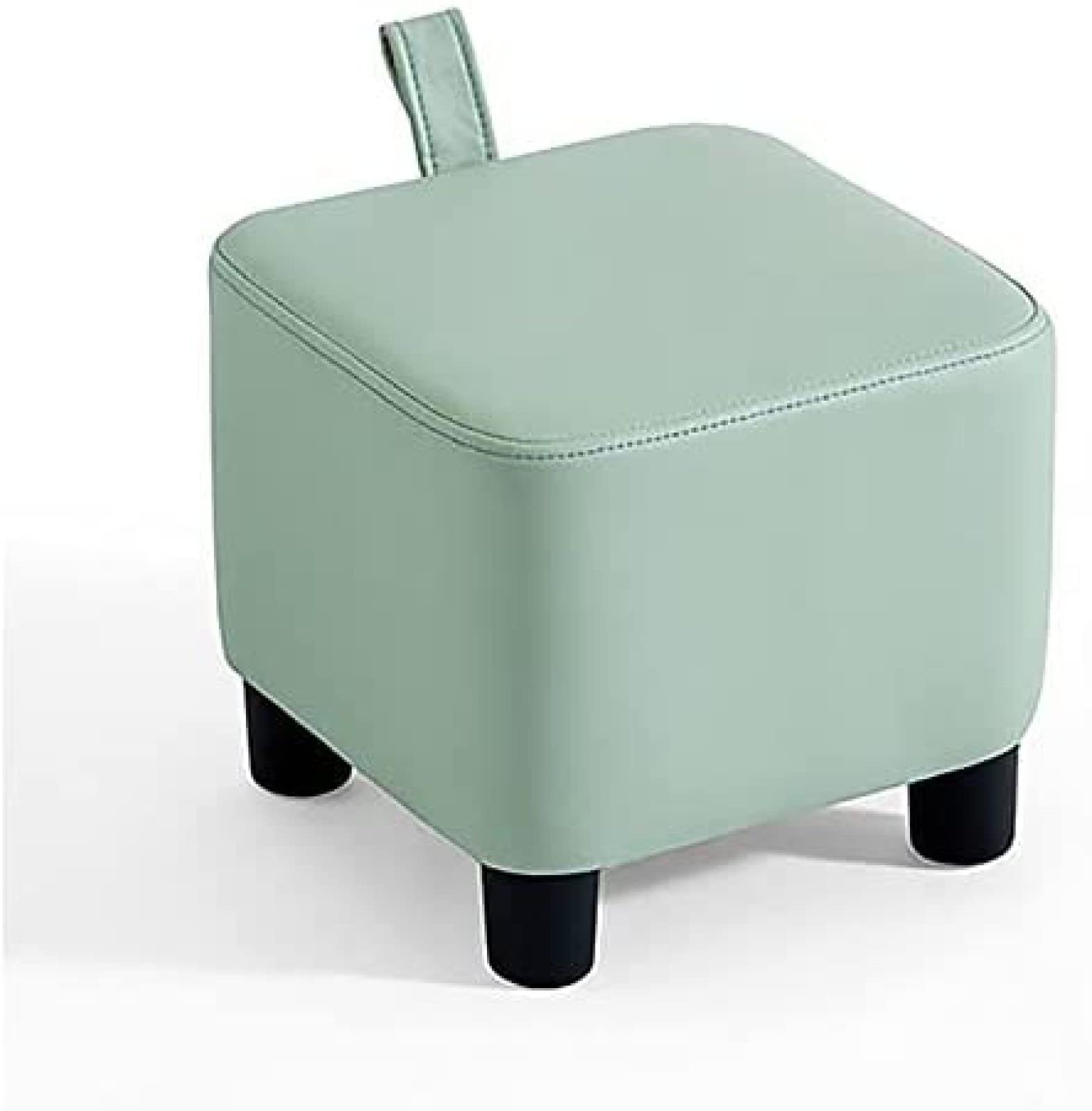 Petit tabouret ottoman en cuir avec poignée de transport intégrée