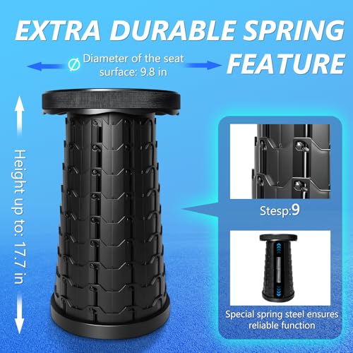Image of Upgraded Collapsible Stool, Portable Telescopic Seat, Folding Stool for Camping Gardening Fishing Hiking BBQ
