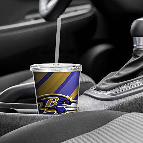 Image of Rico Industries NFL Football 16oz Clear Tumbler W /Straw for NFL Fans