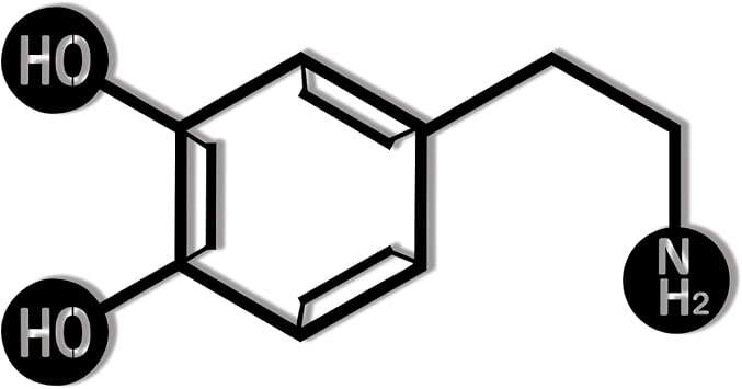ALZERAS Dopamine Molecule Wall Art, Chemical Sign, Metal Wall Decor, Home Living Room Decoration, Housewarming Gift Black, 24" L x 12" W, Dopamine Molecule