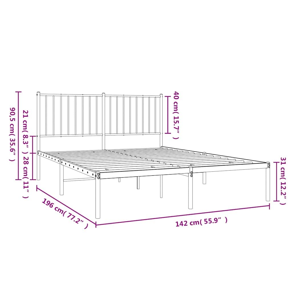 vidaXL Estructura Cama sin colchón con cabecero Metal Blanco 135x190cm