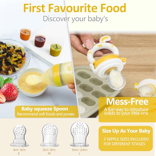 Image of WAJIAYON Easter Bunny Baby Fruit Feeder Pacifier | Infant Fruit Food Feeder Pacifier & Food Dispensing Spoon | Fresh Fruit Teethers for Babies | Silicone Feeder Baby,Gifts for Boys and Girls-Rabbit