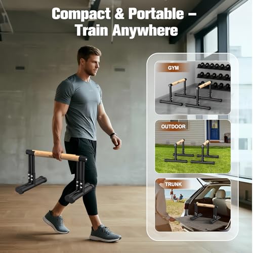 RELIFE REBUILD YOUR LIFE Dip Station Dip Bar Barren Parallettes Push Up Dip-Ständer Handstand Calisthenics Griffe Einstellbare Höhe Fitness Turnhalle Ausüben Calisthenics Equipment (Black-3)