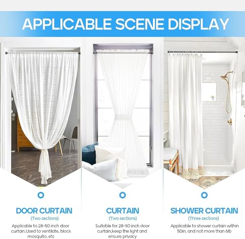 Image of Tension Curtain Rod Black 1PCS Tension Rods for Windows 30 to 64 Inch Spring Curtain Rod Adjustable Tension Rod Tension Curtain Rod of Bathroom Window Curtain Rod Closet rod Kitchen rod Wardrobe