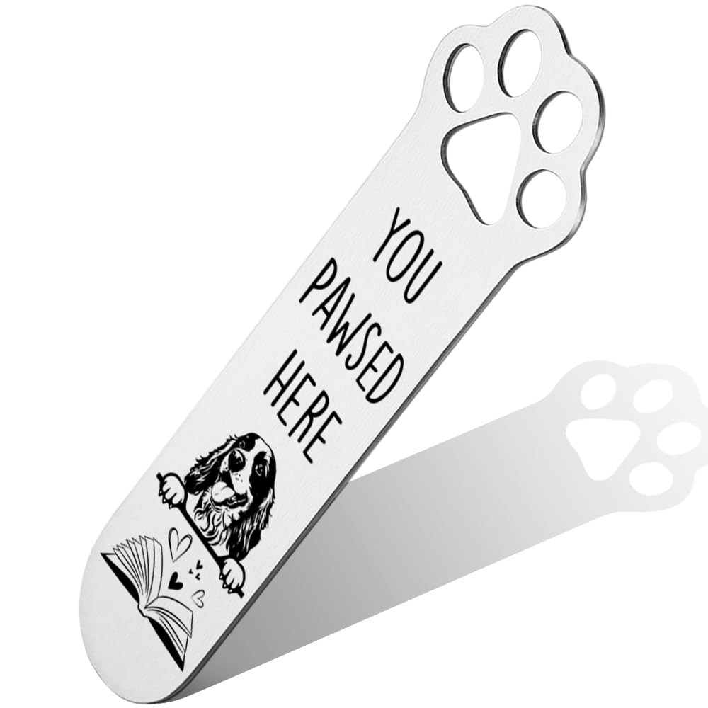 FOKCBOCM Cocker Spaniel Gifts, Cocker Spaniel Dog Bookmark for Cocker Spaniel Dog Lover Book Lovers Bookworm Bookish Nerd, Bookmark Dog Lover, Book Club Gifts for Reader Dog Owner Lover-DX128, Silver