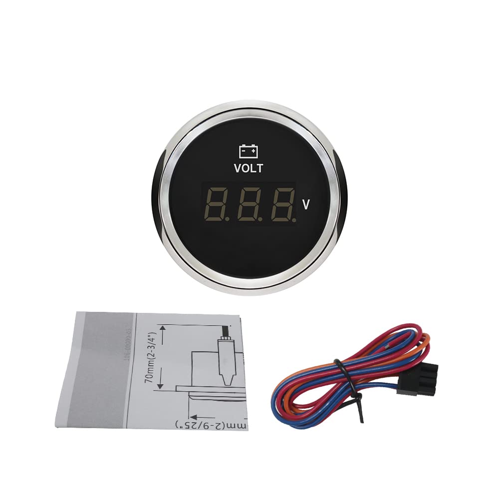 ELING Voltmetro digitale Voltmetro 8-32V 52mm(2") Con retroilluminazione 12V 24V per Auto RV Limousine