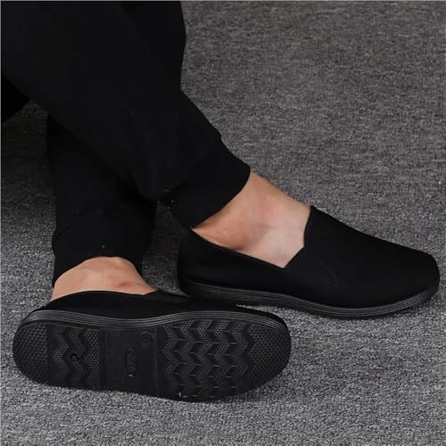 Beijing Men's Soft Bottom Cloth Shoes Slip-On Casual Footwear Black Canvas Street Stall Shoes Comfortable Round Toe Rubber Sole3