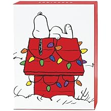 Graphique PeanutsTM House Holiday Cards | Pack of 20 Cards with Envelopes | Blank Inside | Christmas Greetings | Glitter Accents | Boxed Set | 3.25" x 4.75"