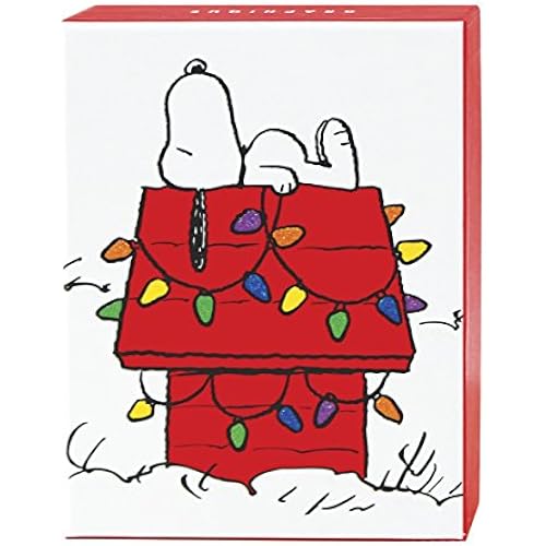 Graphique Peanuts™ House Holiday Cards | Pack of 20 Cards with Envelopes | Blank Inside | Christmas Greetings | Glitter Accents | Boxed Set | 3.25" x 4.75"