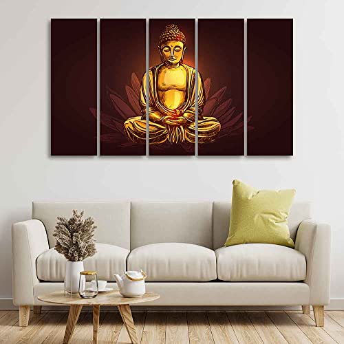 Image of VIBECRAFTS Devotional Buddha Meditating Canvas Wall Painting For Home|Office|Living Room|Gift (PTVC5Pcs4 8618)