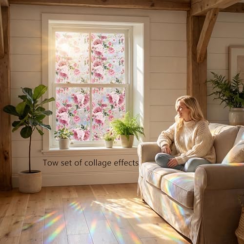 Película de privacidad para ventana floral 3D miniatura 3
