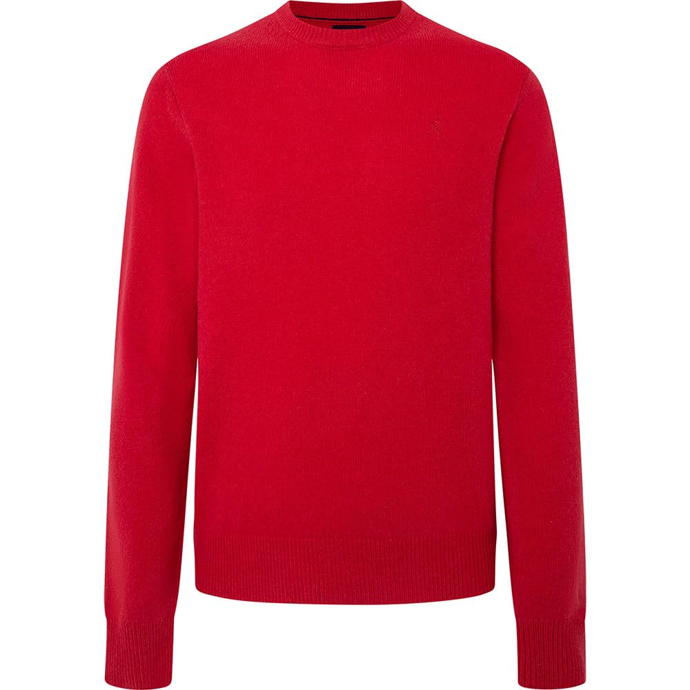 Hackett London Men's Red (Cardinal Red) Lambswool Crew Knitwear, M