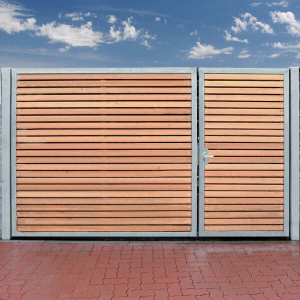 Einfahrtstor 350 x 160cm mit Holz 2Flügel asymmetrisch feuerverzinkt Holztor mit Pfosten