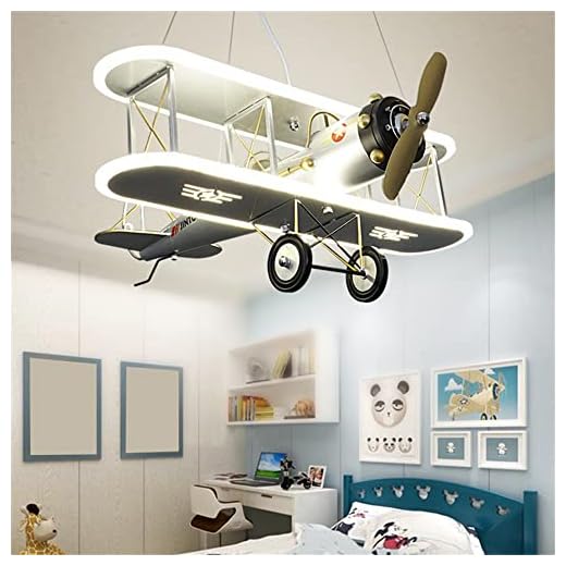 BAYCHEER Modern Pendant Light Dimmable Airplane Shaped Chandelier Personality Ceiling Pendant Light Metal Aircraft LED Hanging Light for Boys Bedroom Kindergarten Kids Room, Silver