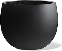 Heyzier Ball Concrete Planter - Large 20-Inch Black Cement Pot for Indoor Outdoor Trees Flowers