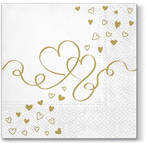 20 Servietten Liebe Golden Hearts Napkins Cover