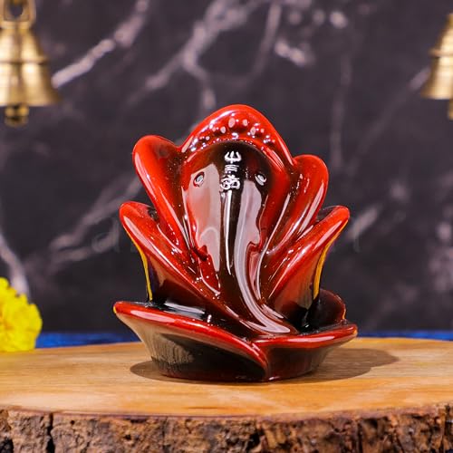 Image of Artarium 3 Inch Rose Shape Ganesh Idol for Car Dashboard | Red Shri Ganesh Ji Murti for Puja and Home Decor | Ganesh Ji Statue for Office Desk, Housewarming & Gift Items, Spiritual Sculpture