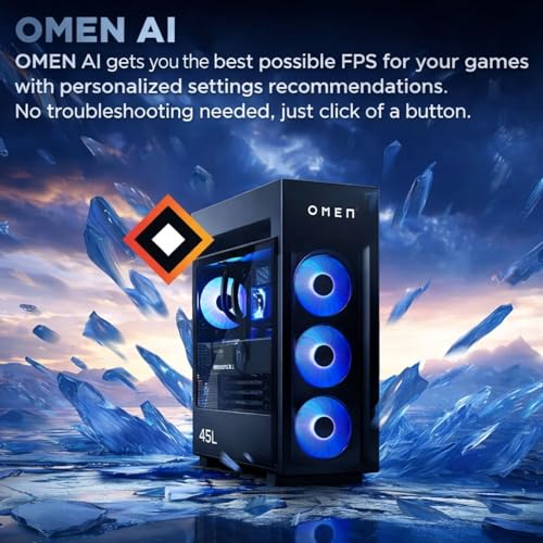 Image of PCONLINE HP Omen MAX 45L 5090 Gaming Desktop, AMD Ryzen 9 9900X3D 5.5GHz, Geforce RTX 5090, 32GB DDR5 RAM, 1TB SSD, RGB Light Studio, LCD Liquid Cooler, DP, HDMI, Wi-Fi 7, Windows 11 Pro, Black