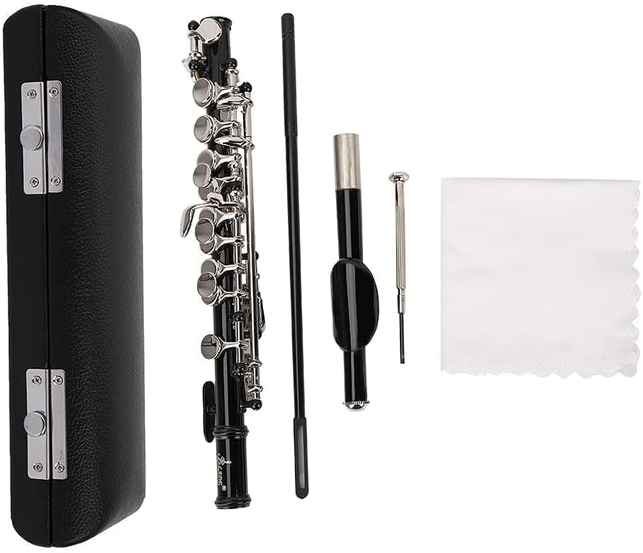 HERCHR Key of C Piccolo with PU Leather Box, Cleaning Cloth and Rod, Piccolo ...