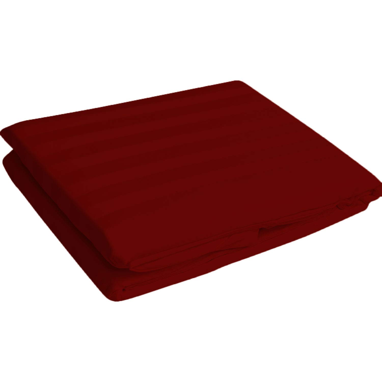 Bedding Attire 1 Piece Stripe Fitted Sheet 38cm Deep Pocket Egyptian Cotton 600 TC (UK Single Size, Burgundy Color)