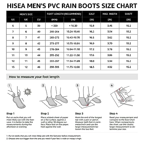 Hisea HS13USXSX59CPBK10SA01 Men'S Rain Boots, Waterproof Pvc Boots thumb #3