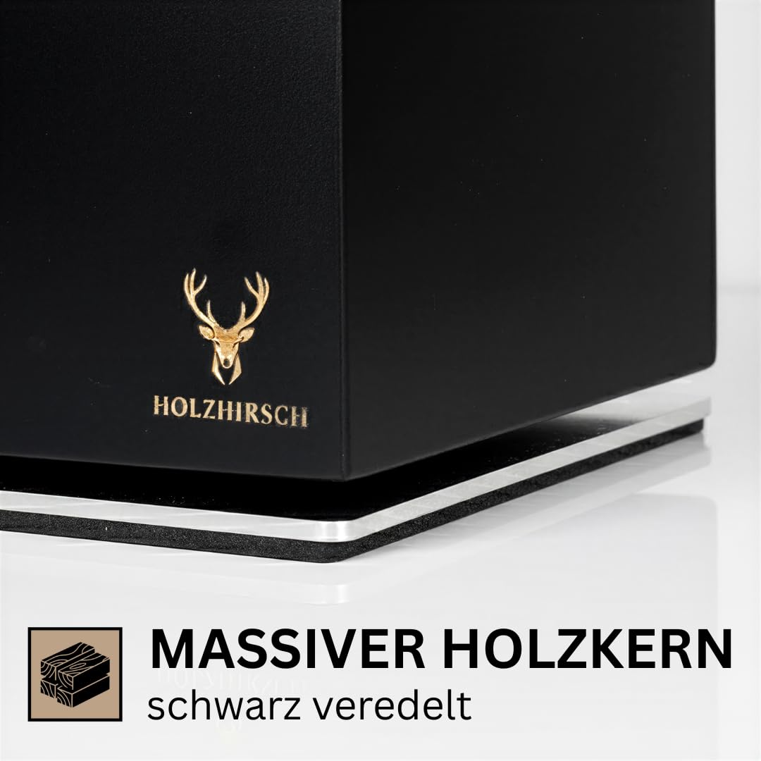 Messerblock ohne Messer magnetisch [Premium] | 360° drehbar | 4,5 kg schwer | Rutschfeste Edelstahl-Basis | Massiver Holzkern | Obsidian BlackWood