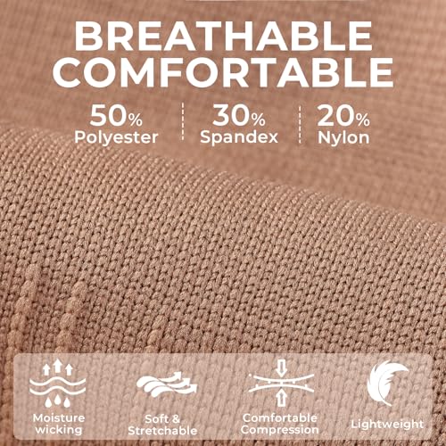 NeoTech Care Ankle Support Sleeve - Open Heel, Light, Elastic & Breathable Knitted Fabric - Medium Compression - For Men, Women, Kids - Right or Left Foot (Beige Color, Size L, 1 Pair)