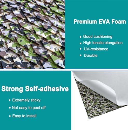 Image of Hjdeck Boat Flooring EVA Foam Boat Decking Self Adhesive Camo Deck Grip Pad Marine Carpet for Yacht, Kayak Decking, Surfboard Traction Pad, SUP Paddle Board, RV Flooring, Motorboat, Golf Cart