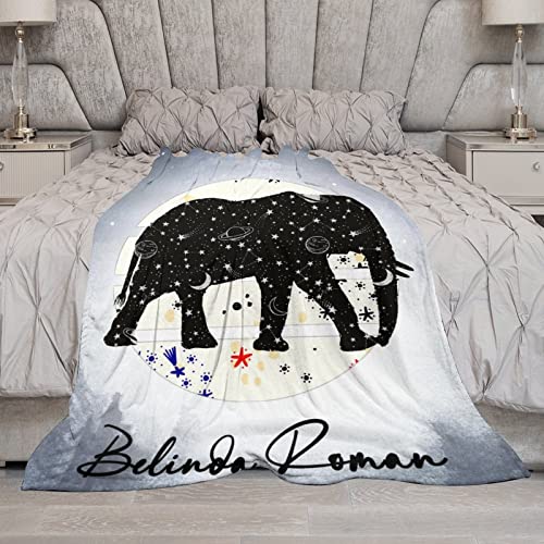 Custom Elephant Throw Blanket for Kids - 40x50 Inches Crib Size - Soft Fluffy Cozy Blankets Gift - Grey Novelty Blanket Throws for Travel, Office